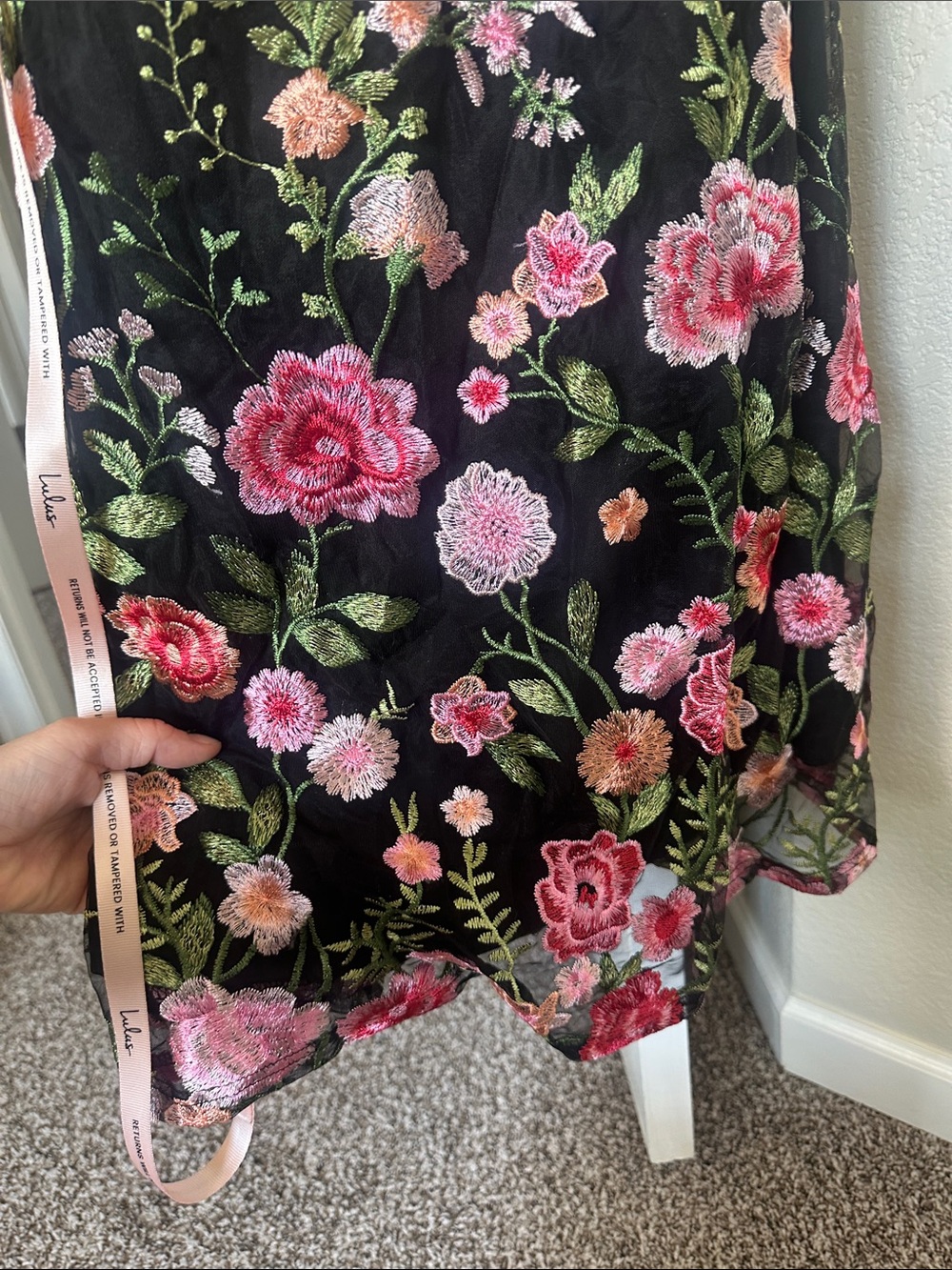 Lulus Soiree Blossom Black Floral Embroidered Mermaid Maxi Dress - Size S - Picture 4 of 4